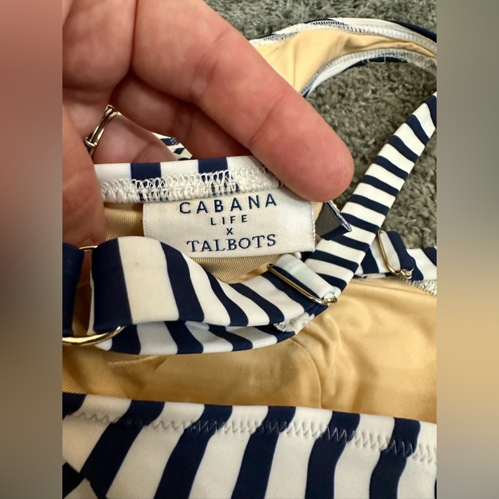 Talbots Cabana Life Crossover One Piece Nautical Strip XL - Picture 7 of 12